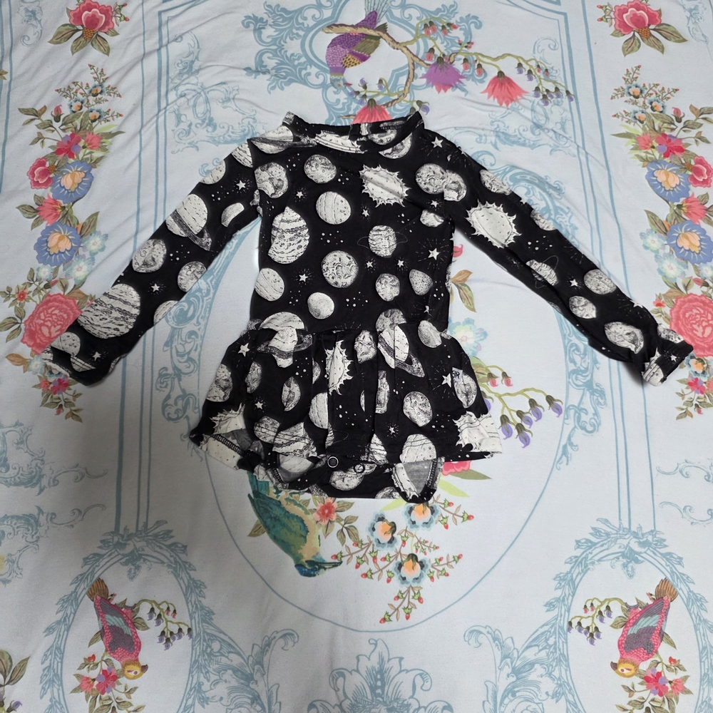 Celestial Print Kids Long Sleeve Dress